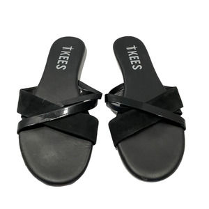 TKEES Kenzie Flip Flop Slide Sandals Women's Size 6 Black Criss Cross Leather